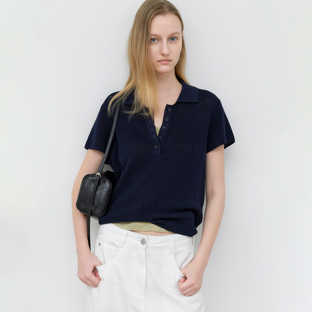 （T-7251）AN ESSENTIAL WAFFLE COLLAR KNIT