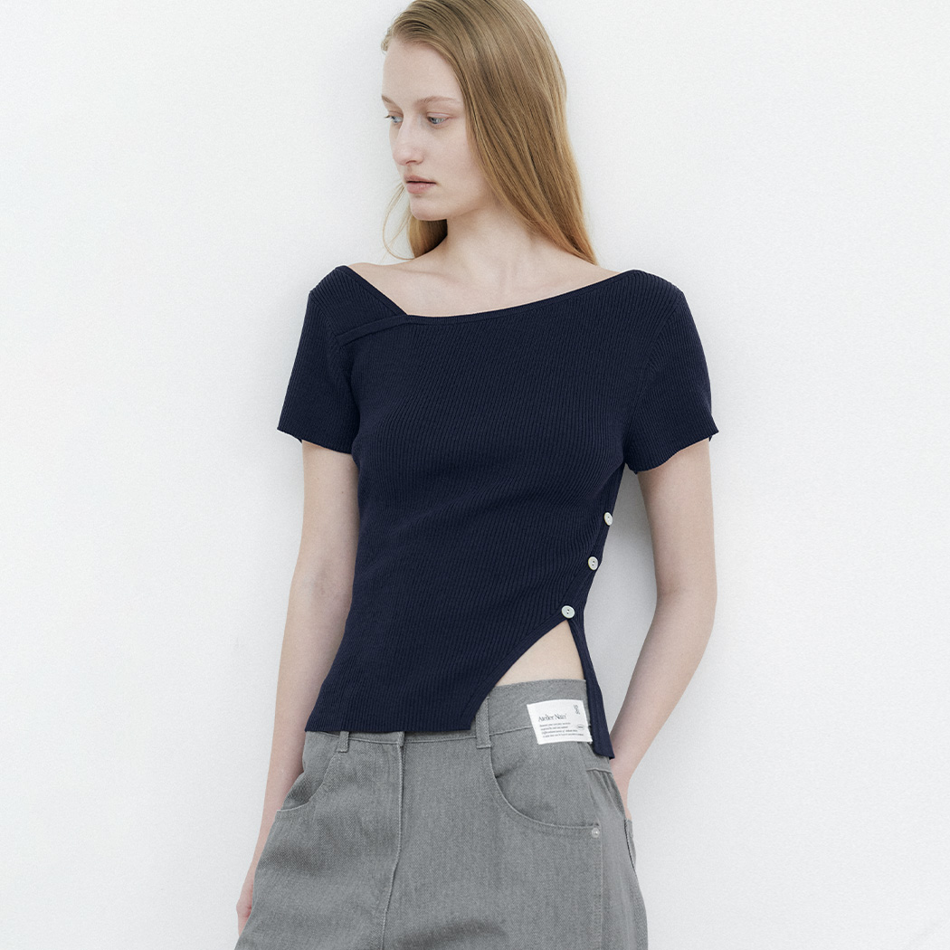 （ZT-6651）UNBALANCED CUTOUT SLIM KNIT