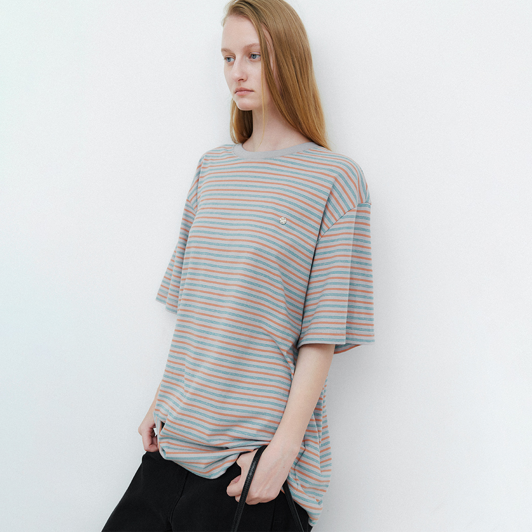 （T-7216）MULTI STRIPE BOXY TEE