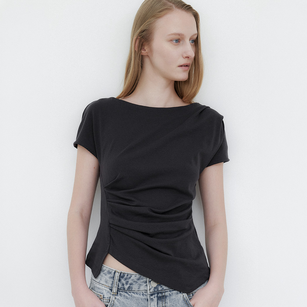 (Z-BL-4225)LOND WAIST TUCK BLOUSE