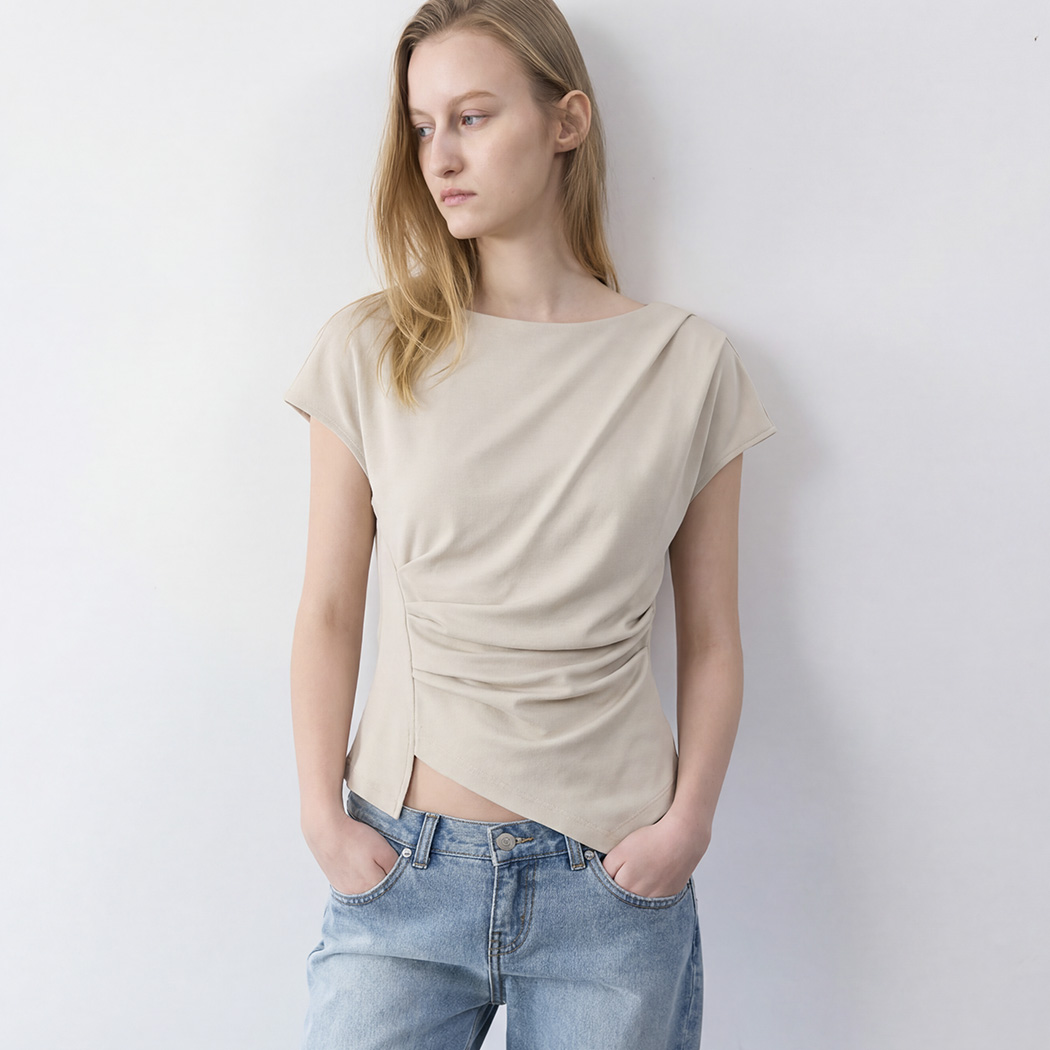 （Z-BL-4225）LOND WAIST TUCK BLOUSE