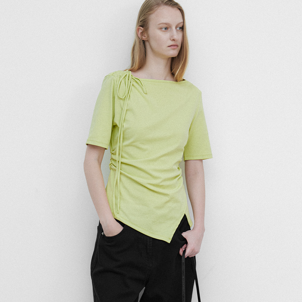 （ZT-7049）ASYMMETRY NECK STRING TEE