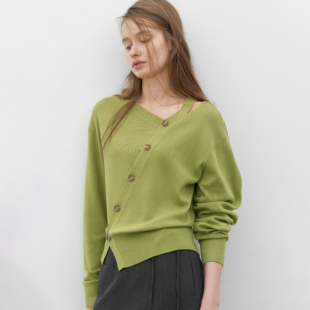 (ZT-7131)CUTOUT OBLIQUE KNIT