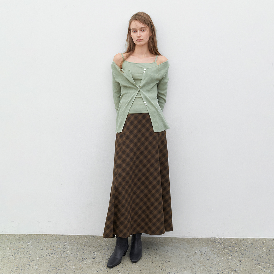 （Z-SK-5074）FLARE CHECK LONG SKIRT