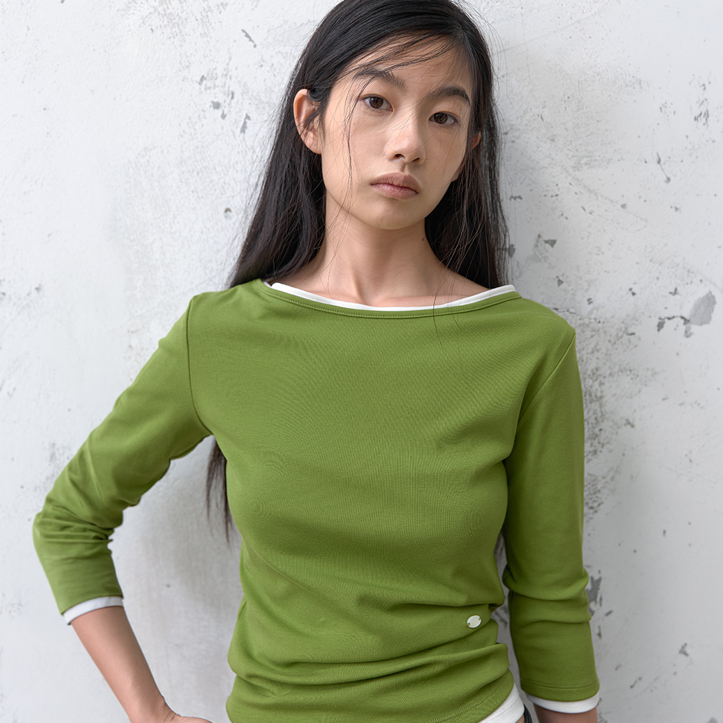 （ZT-7171）SOFT SLIMFIT BOAT NECK TEE
