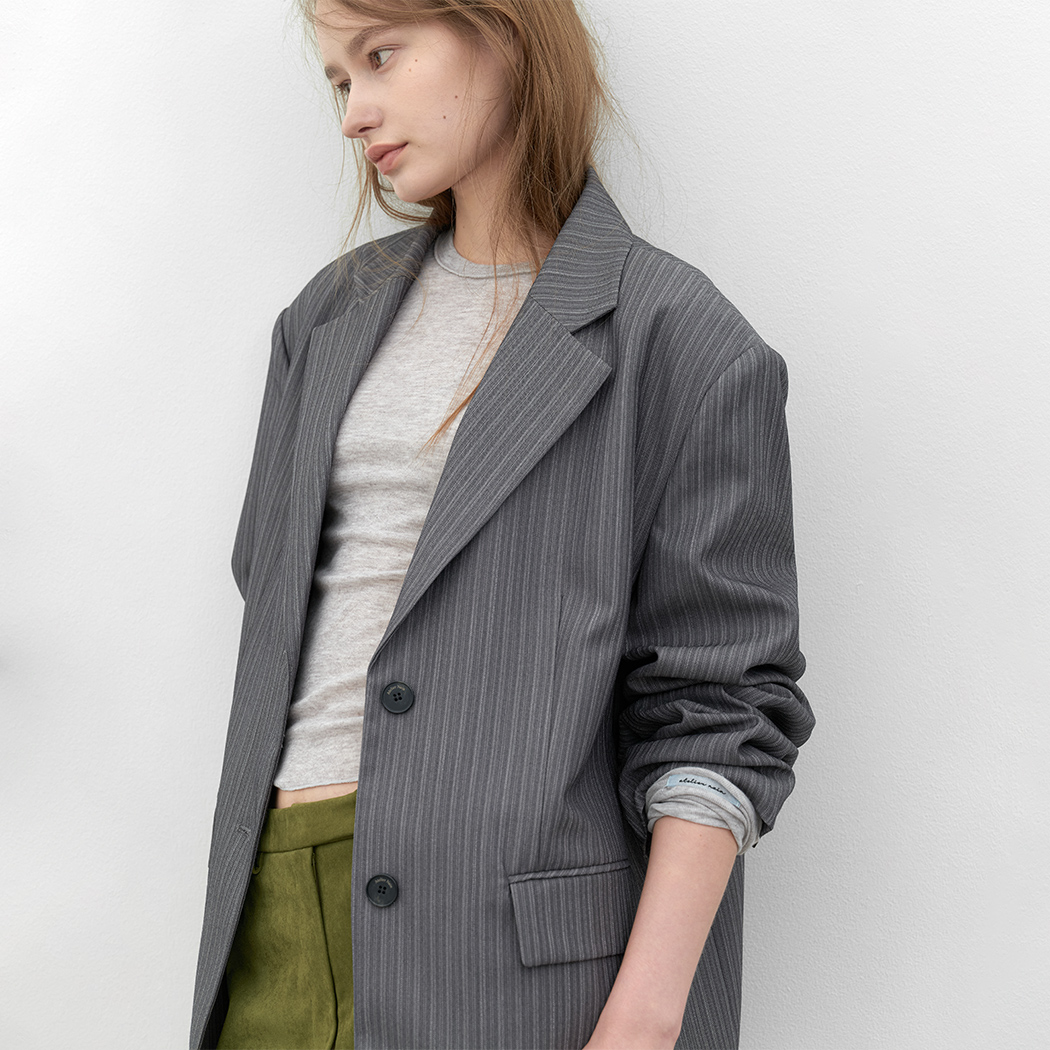 （Z-JK-3064）STRIPE OVERSIZED JACKET
