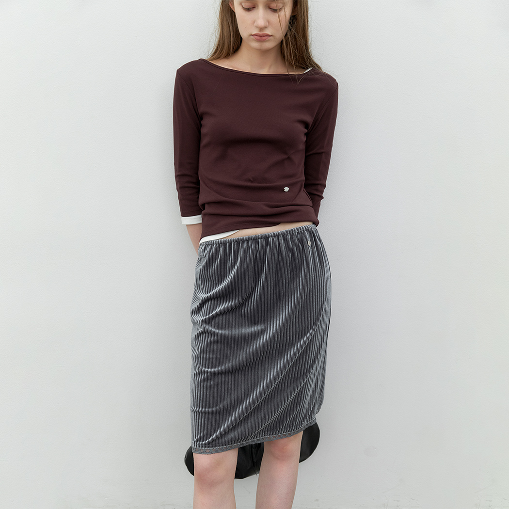 （SK-5123）VELVET LACE TAPE SET-UP BANDING MIDI SKIRT