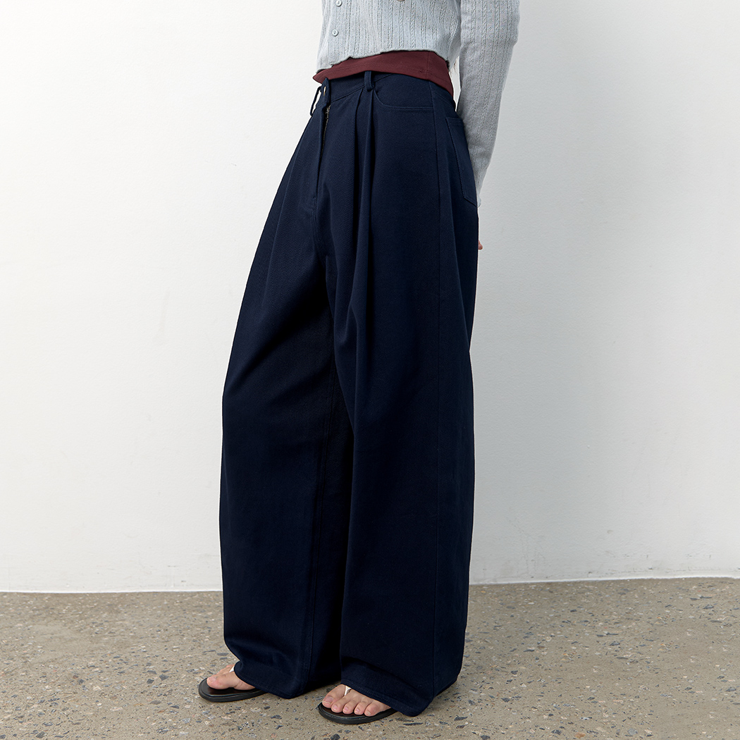 （PT-5813）COLORED TWO TUCK WIDE PANTS