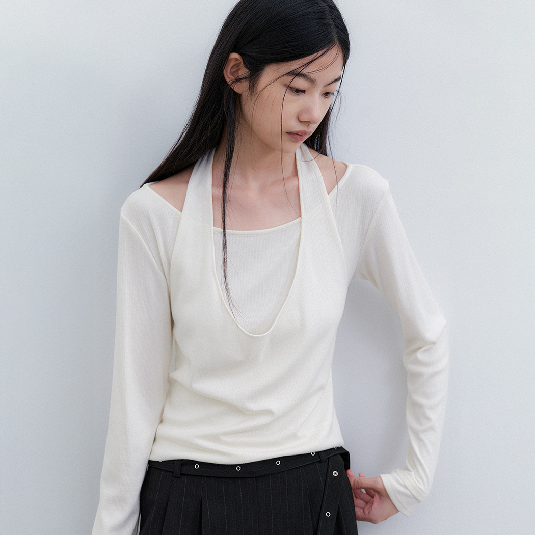 （T-7274）LAYERED HALTER TOP