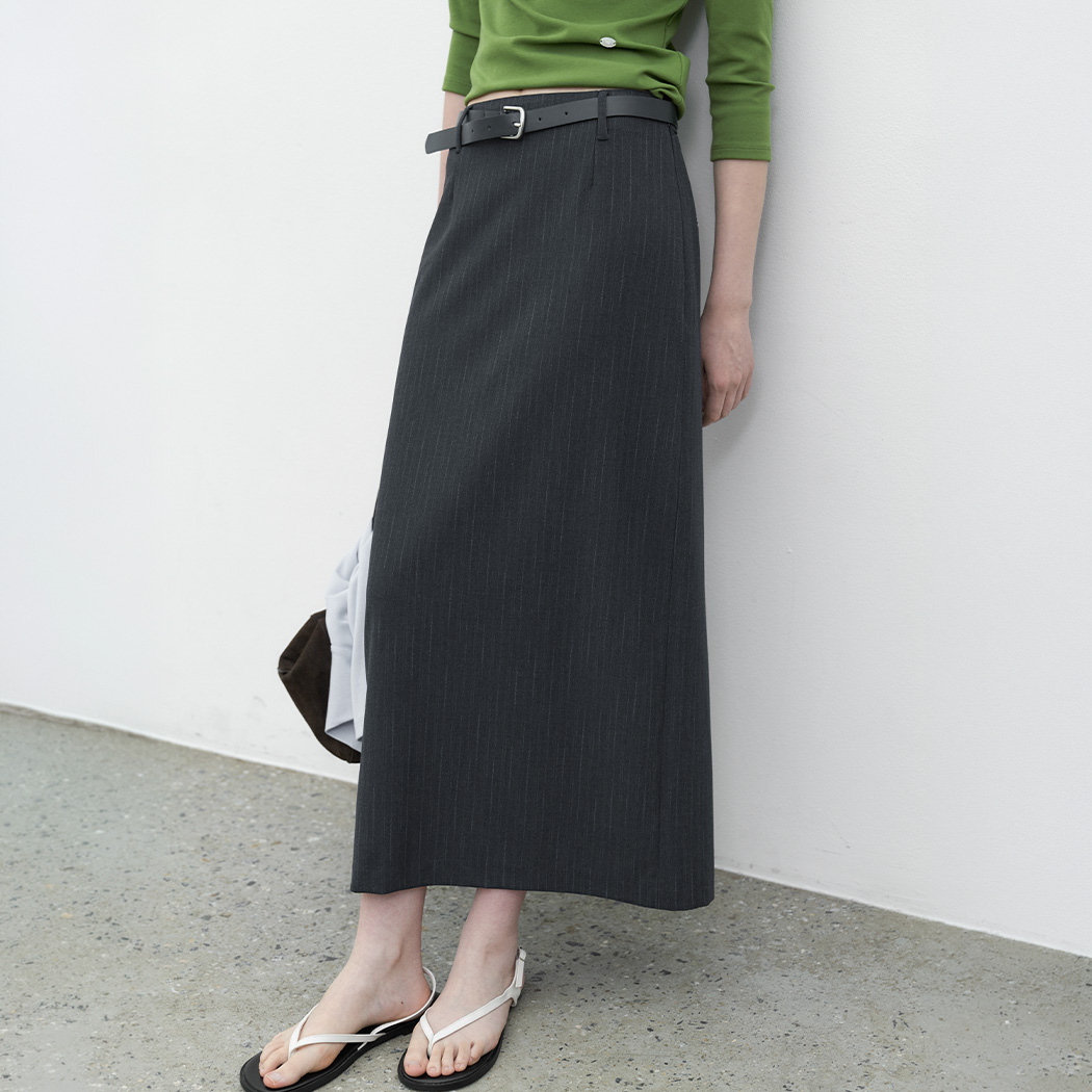 （SK-5116）BELTED H-LINE LONG SKIRT S