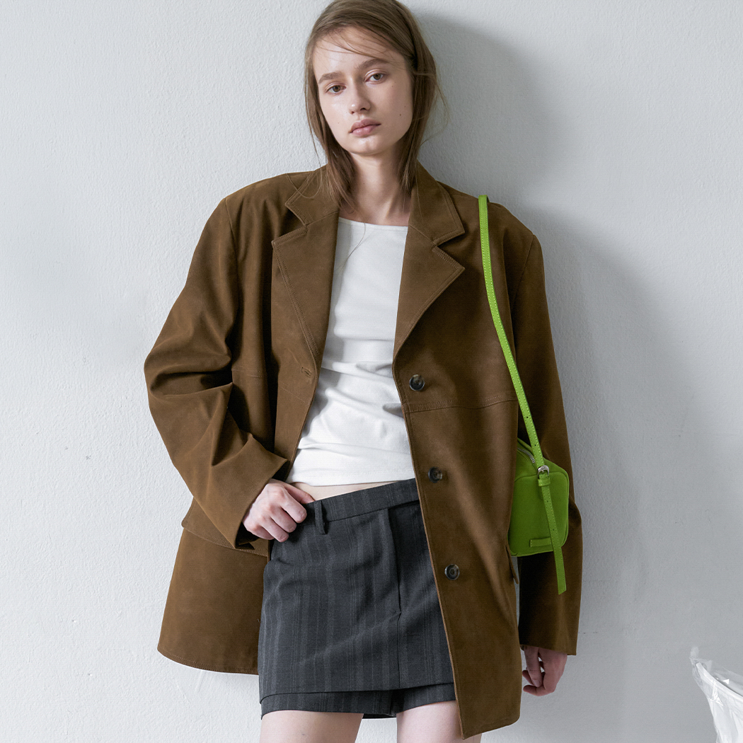 （JK-3079）OVER FIT SINGLE SUEDE LEATHER JACKET