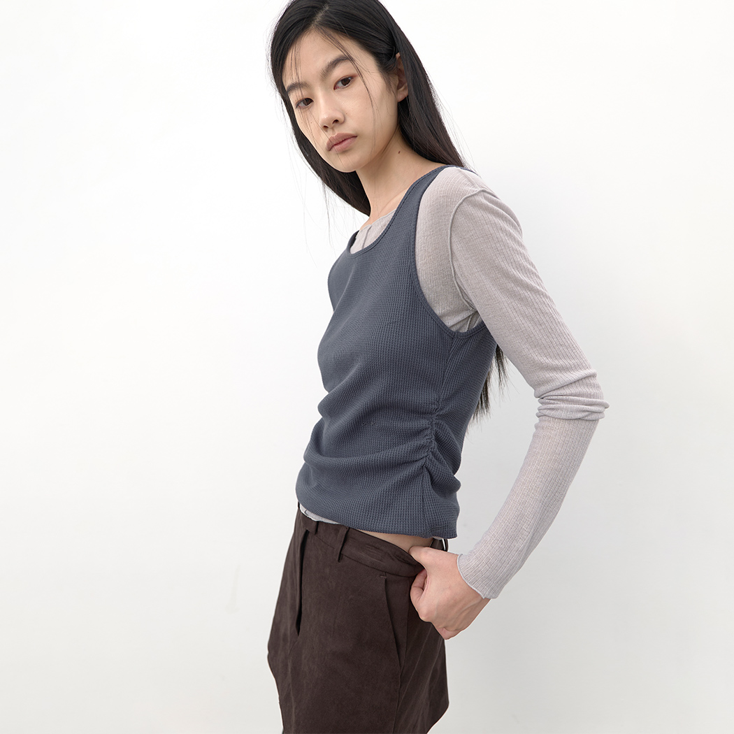 （T-7284）AN LAYERED BOAT NECK COMBO TEE S