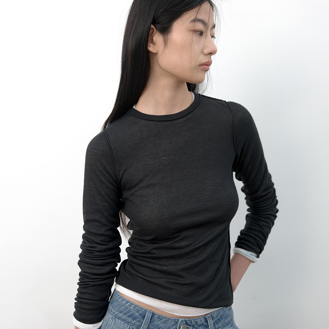 （T-7289）AN INTERLOCK LONG SLEEVE SLIM FALL TEE