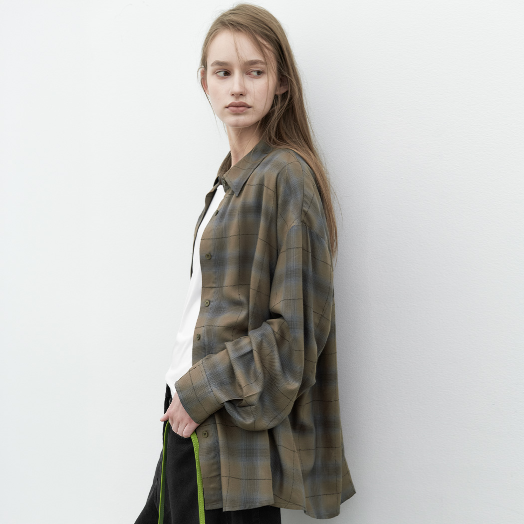 （BL-4441）GARMENT WASHED CHECK SHIRT