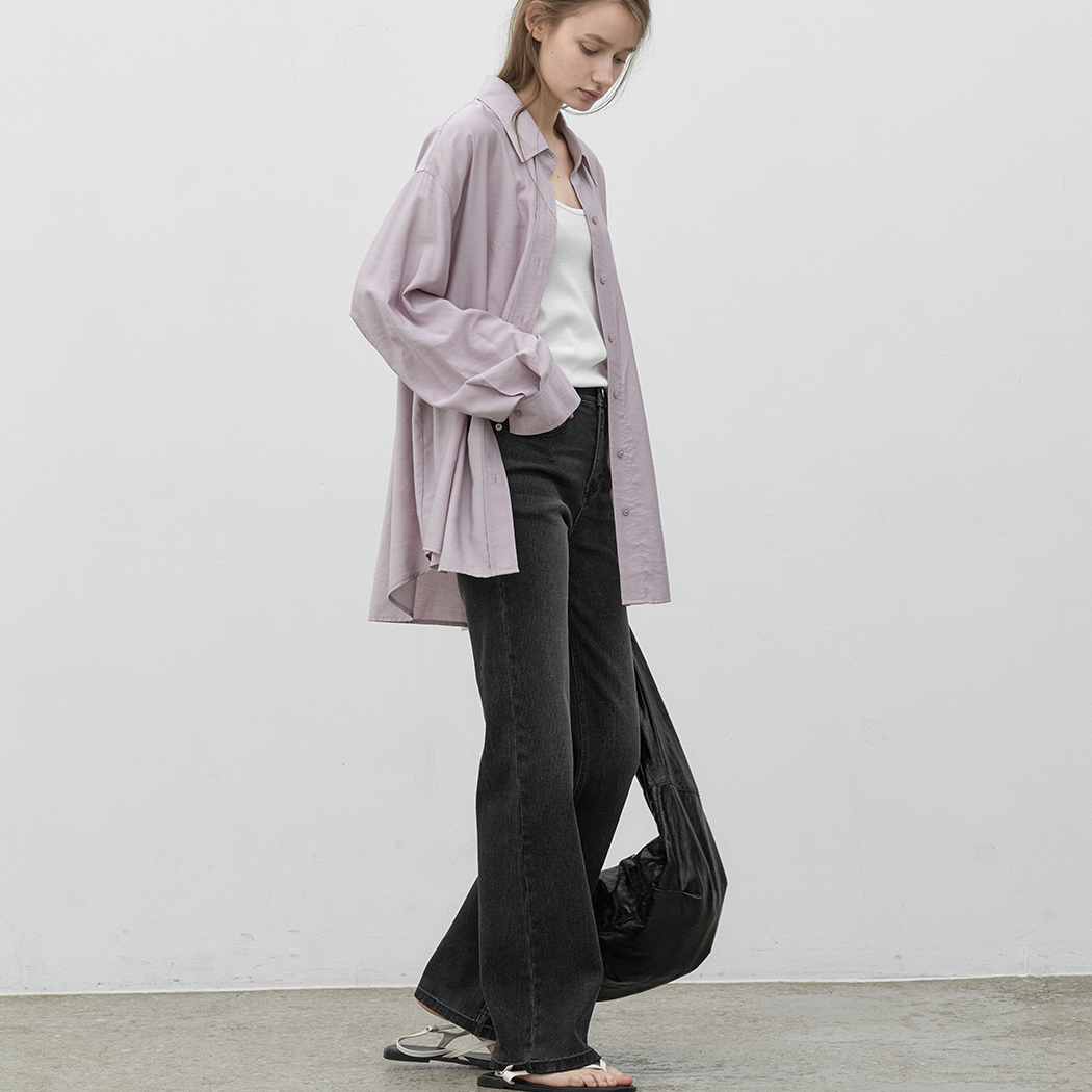 (X-PT-5804)SLIM SEMI BOOTSCUT DENIM PANTS