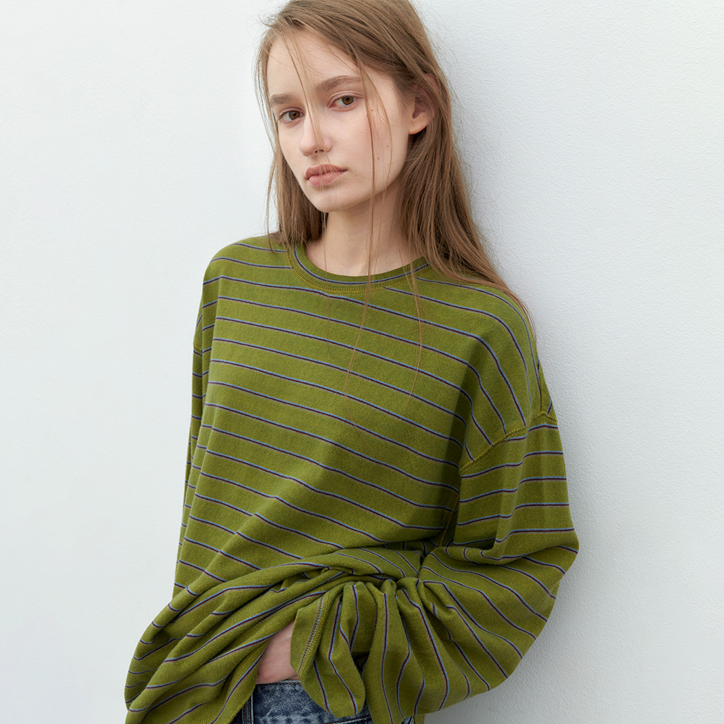 （T-7280）PIGMENT WASHING STRIPE TEE