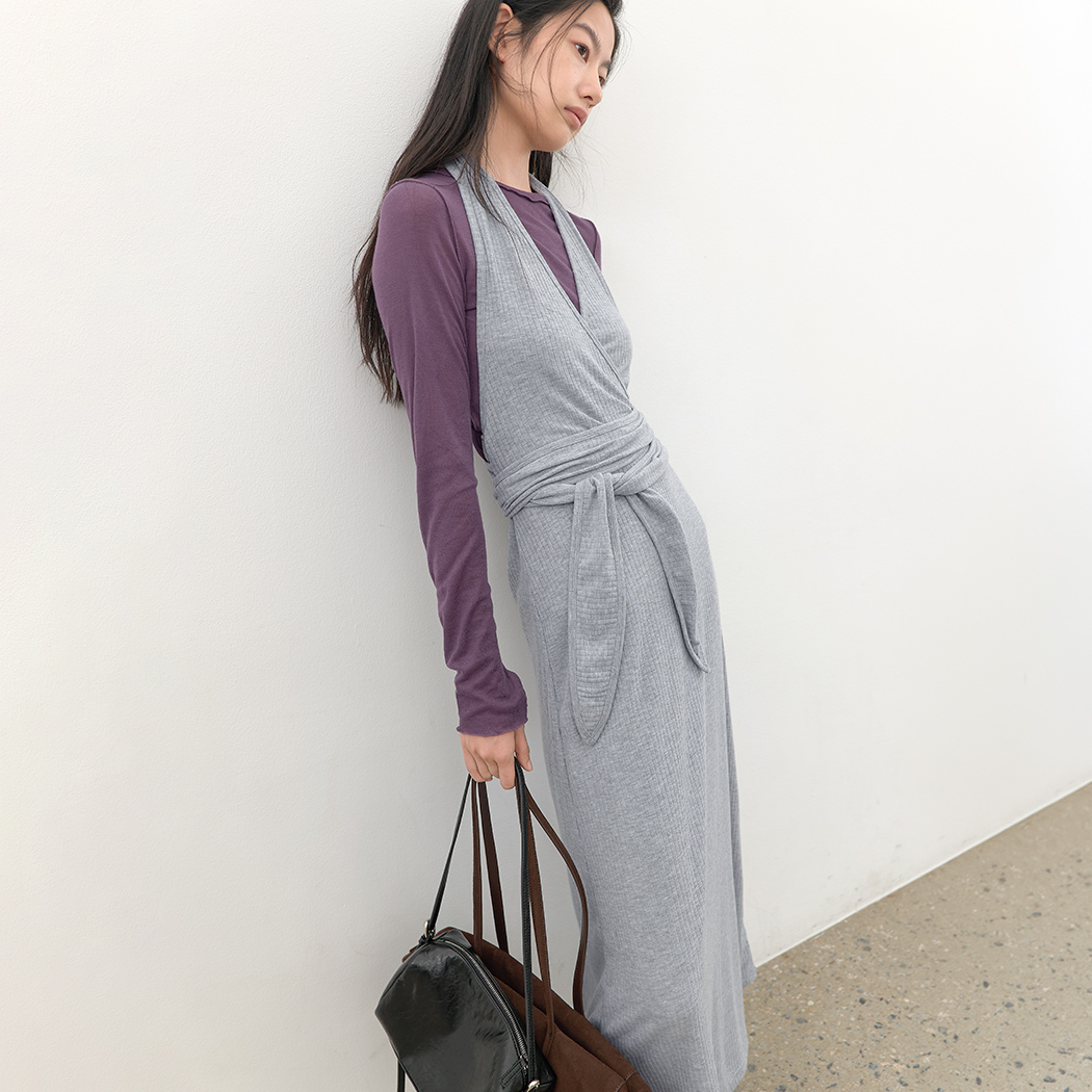 (OP-6347)TIE HALTERNECK JERSEY DRESS
