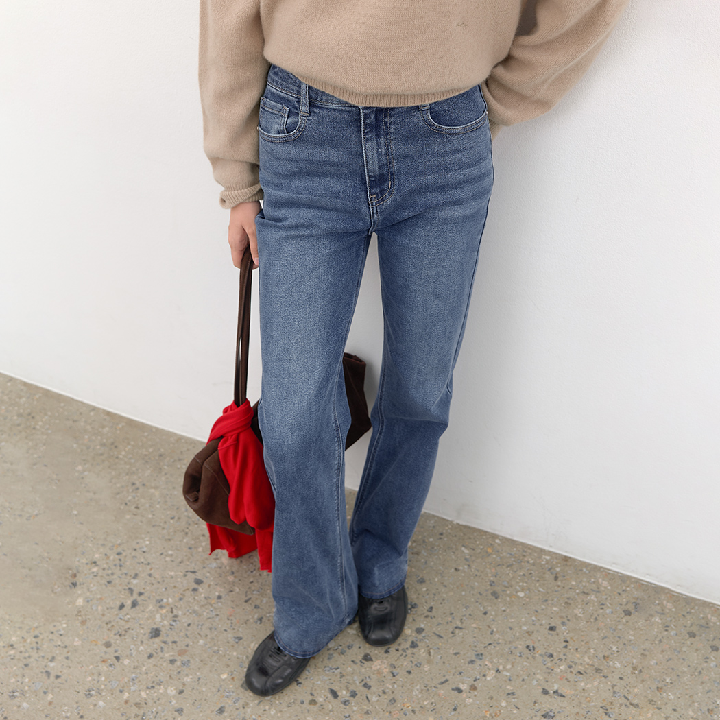 （X-PT-5804）SLIM SEMI BOOTSCUT DENIM PANTS