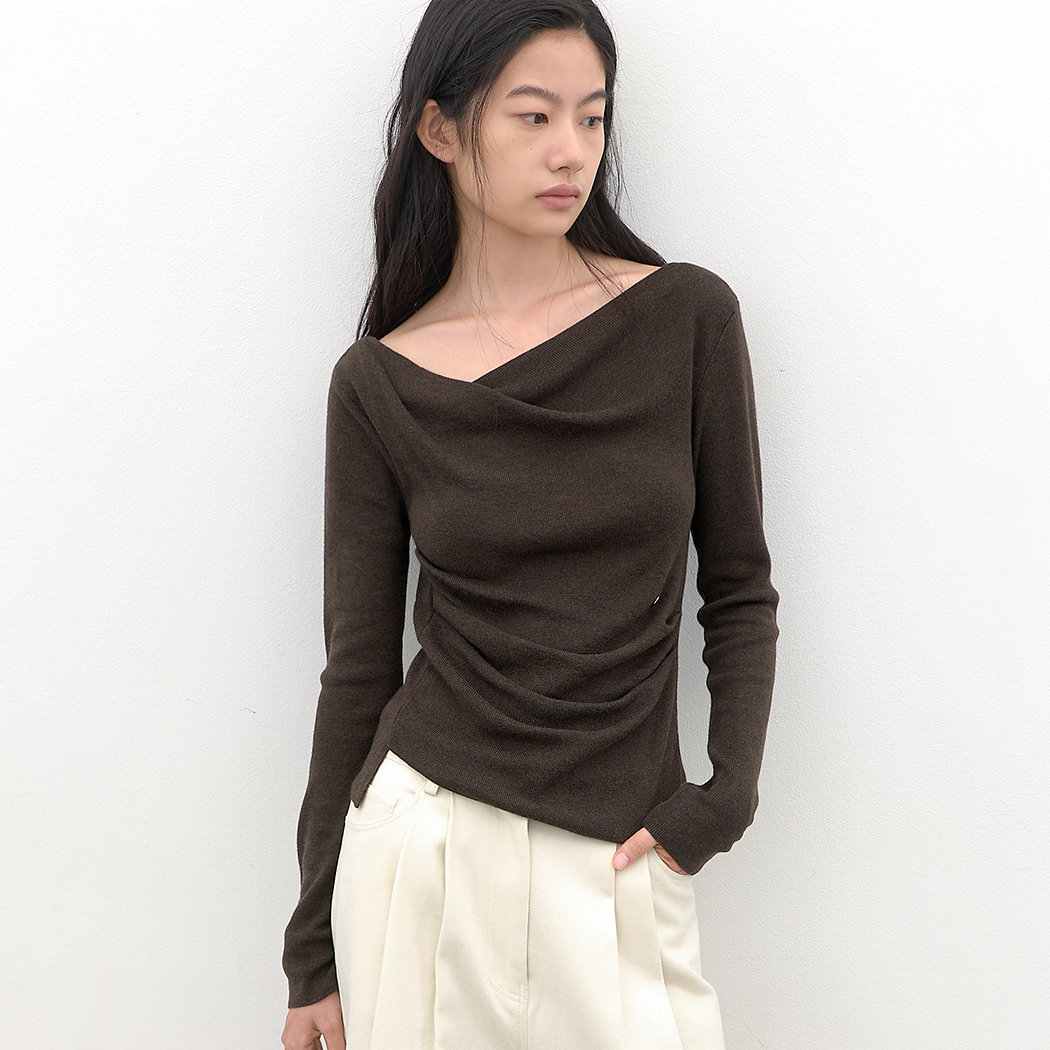 （T-7309）TUCK DETAIL DRAPE KNIT