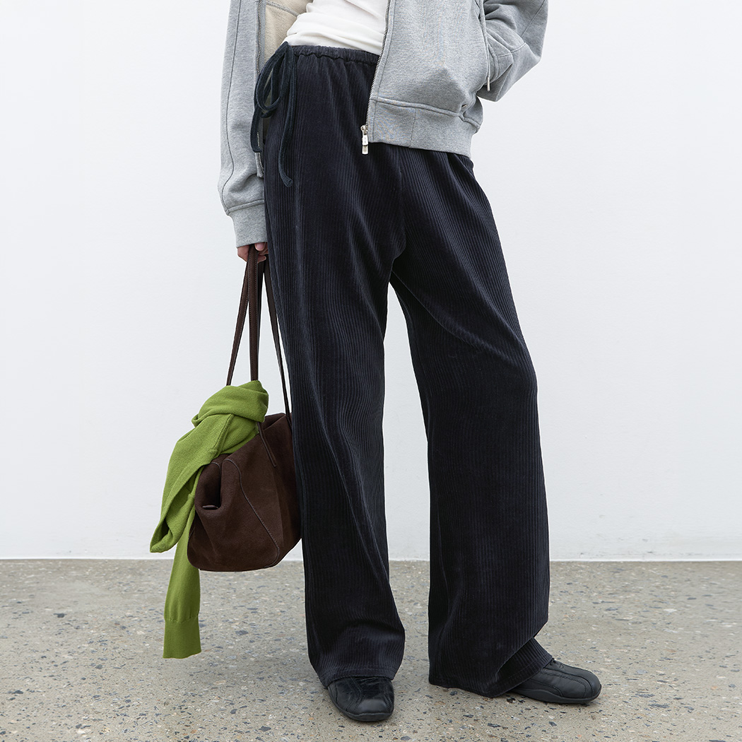 （PT-5803）WARM RIBBED JERSEY BANDING BOOTCUT PANTS
