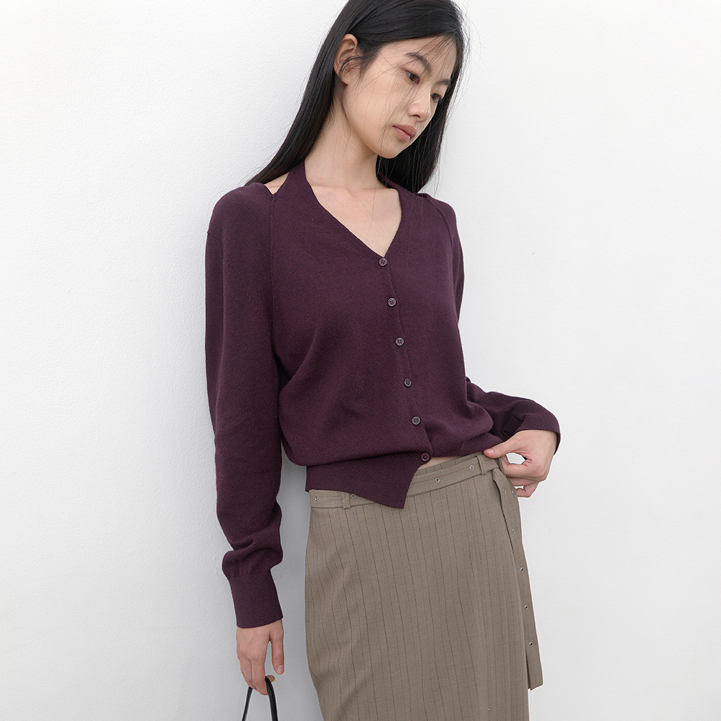 （CD-2276）CUTOUT HALTER KNIT CARDIGAN