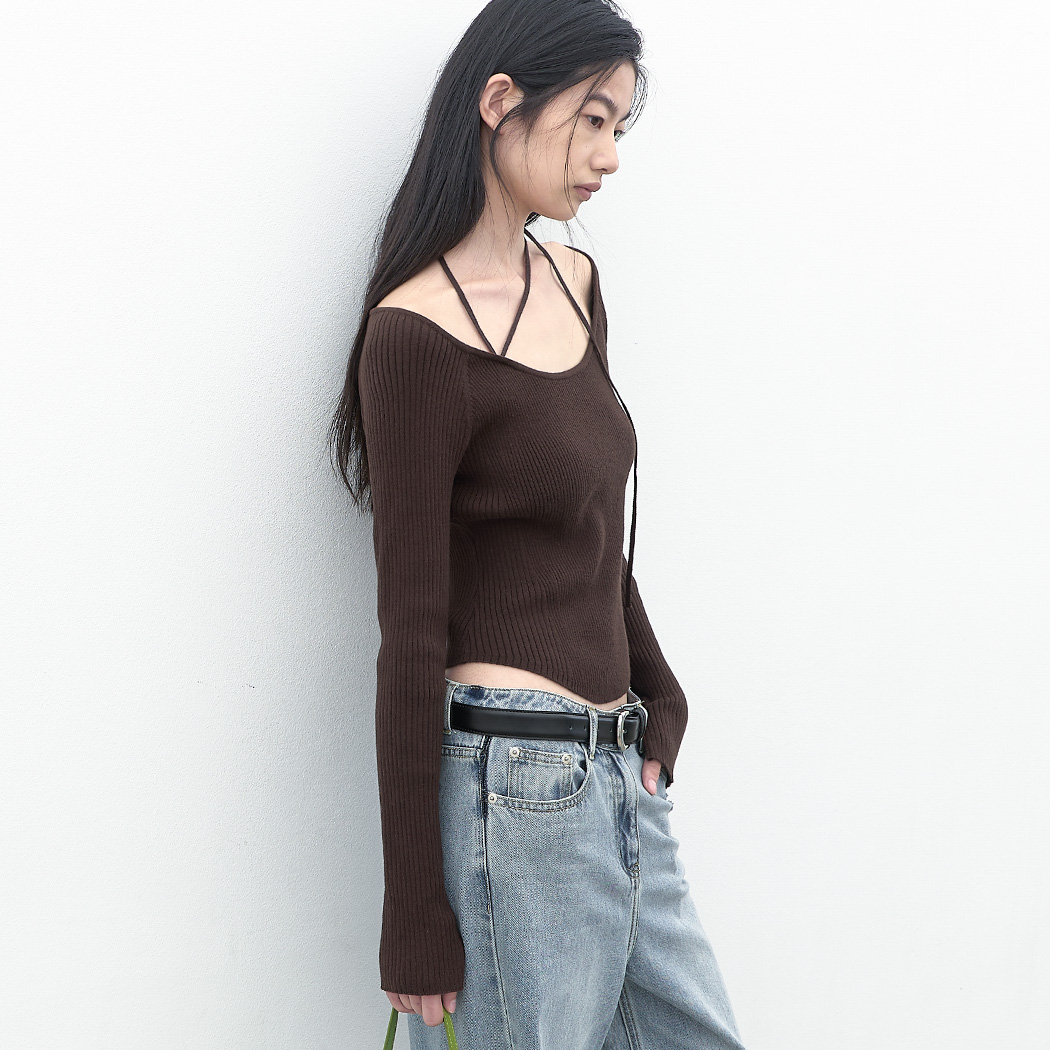 （T-7296）BALLET RIBBED STRING KNIT