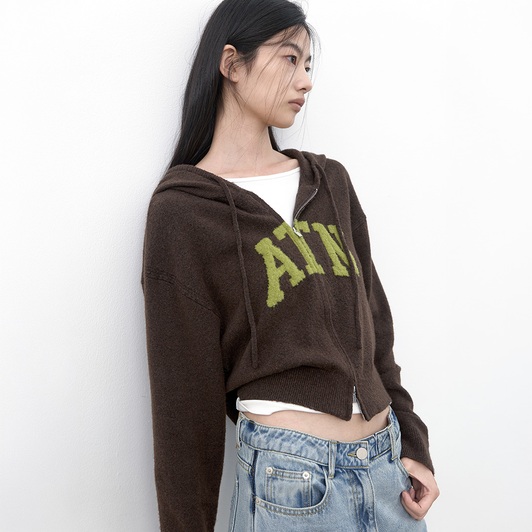 （CD-2280）BOUCLE LOGO HOODIE ZIP-UP CARDIGAN