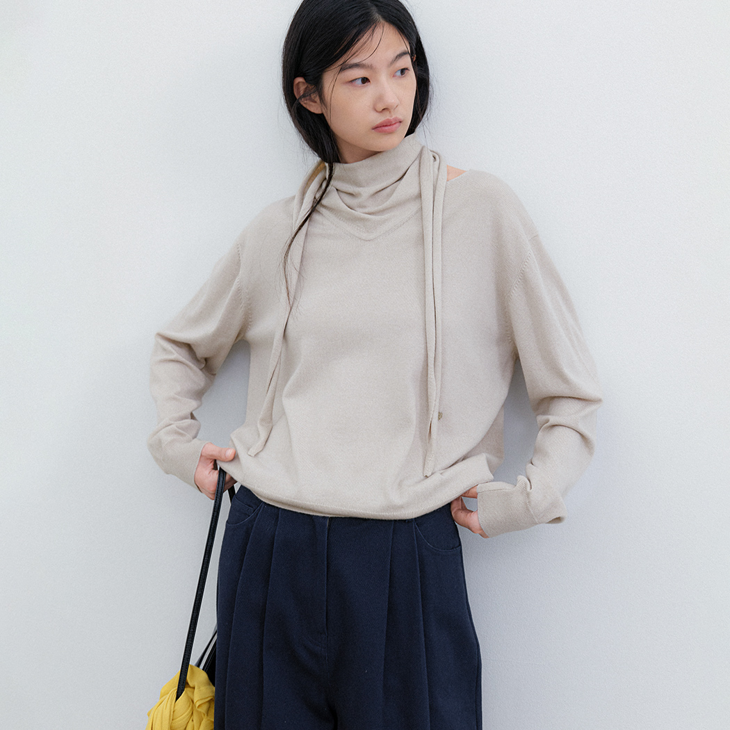 （T-7297）TRIANGLE SCARFED KNIT