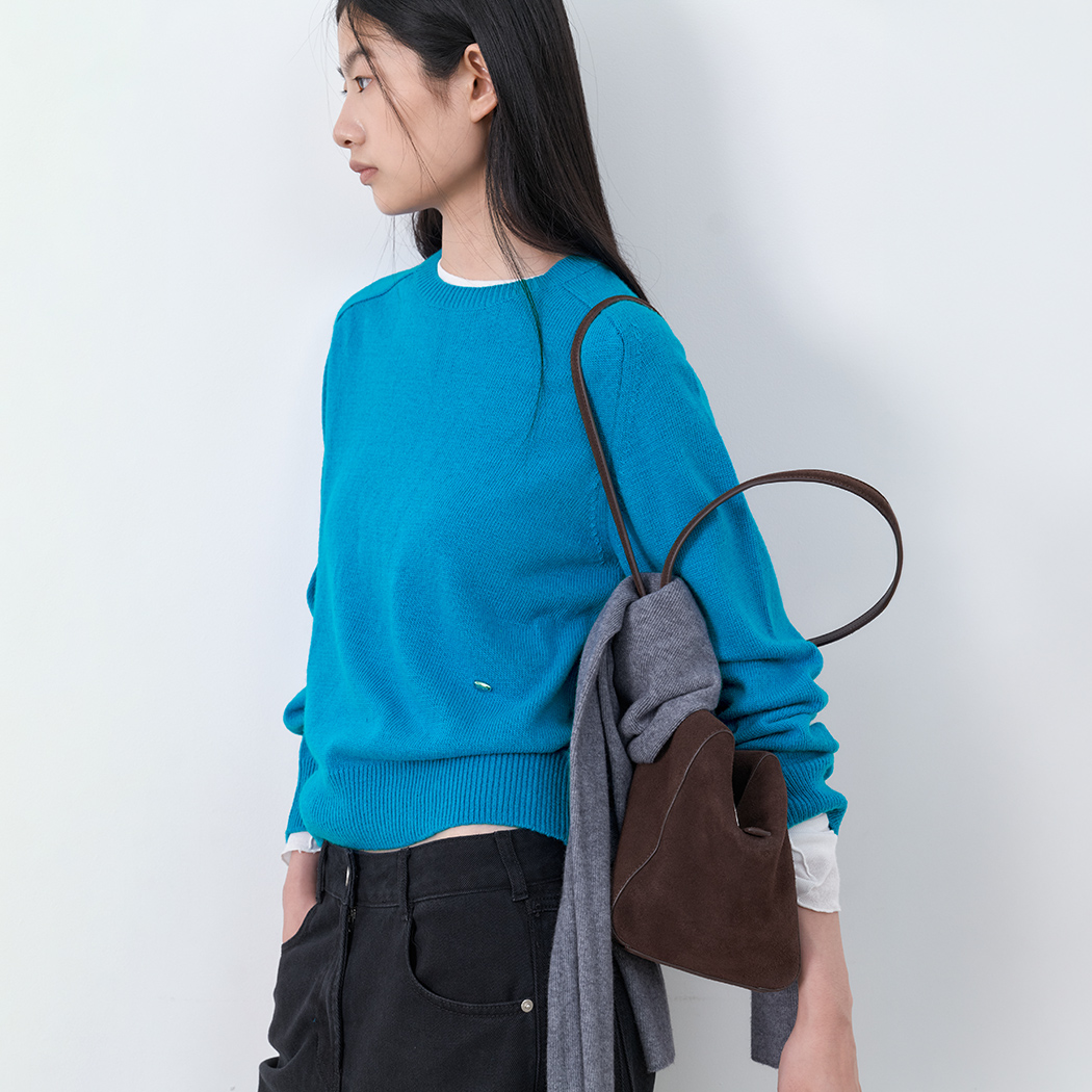 （T-7313）WOOL BLENDED RAGLAN ROUND KNIT
