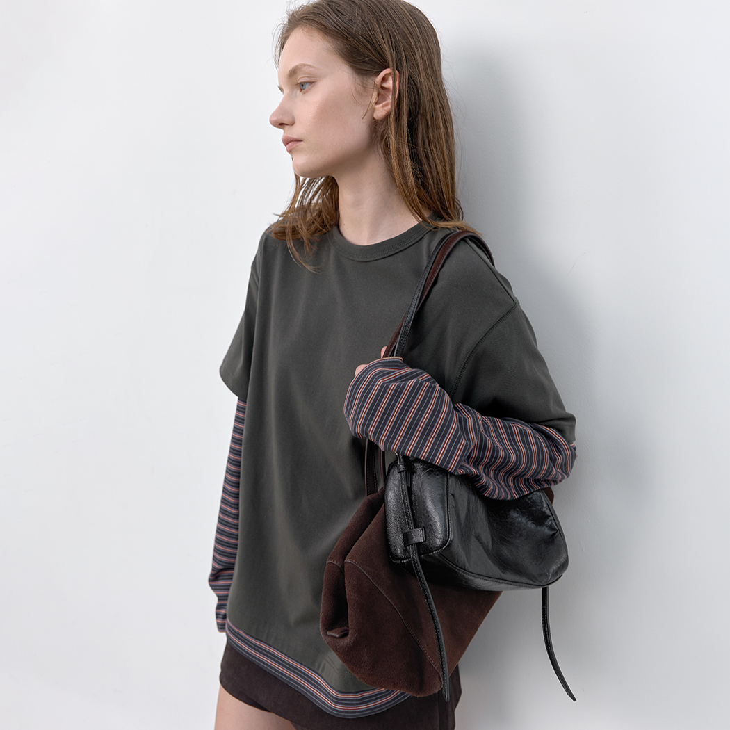 （T-7281）STRIPE LONG-SLEEVE LAYERD TEE