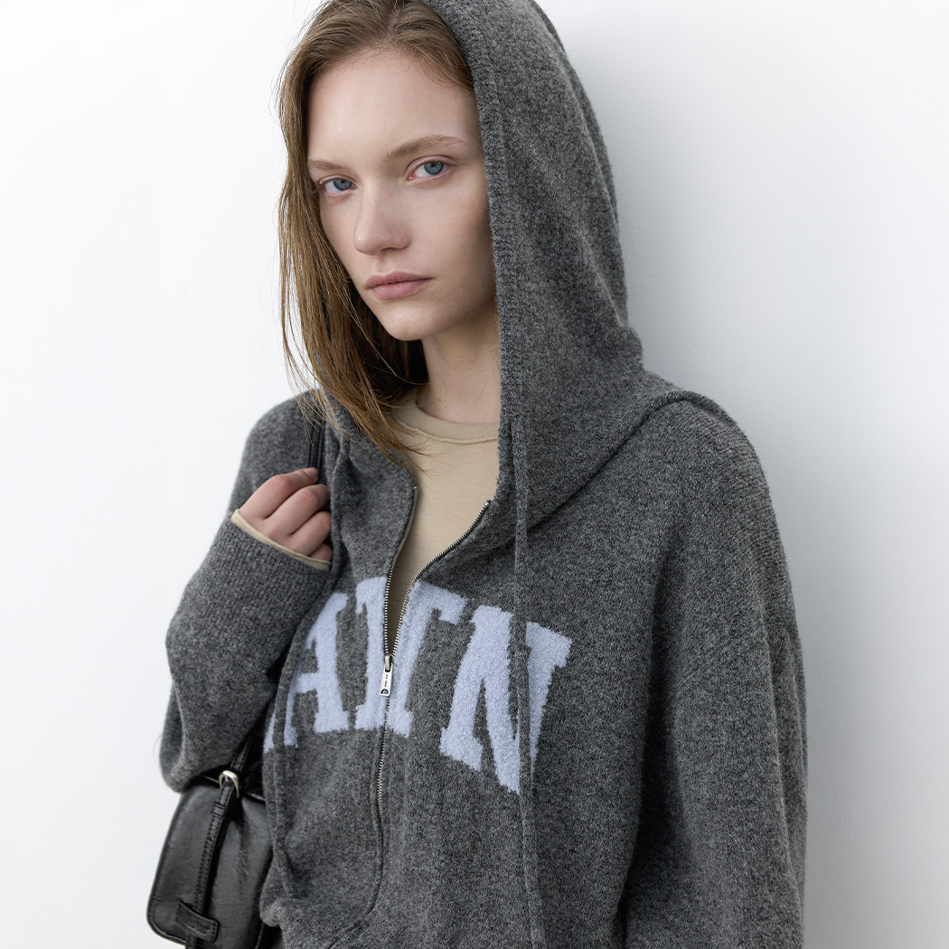 （CD-2280）BOUCLE LOGO HOODIE ZIP-UP CARDIGAN