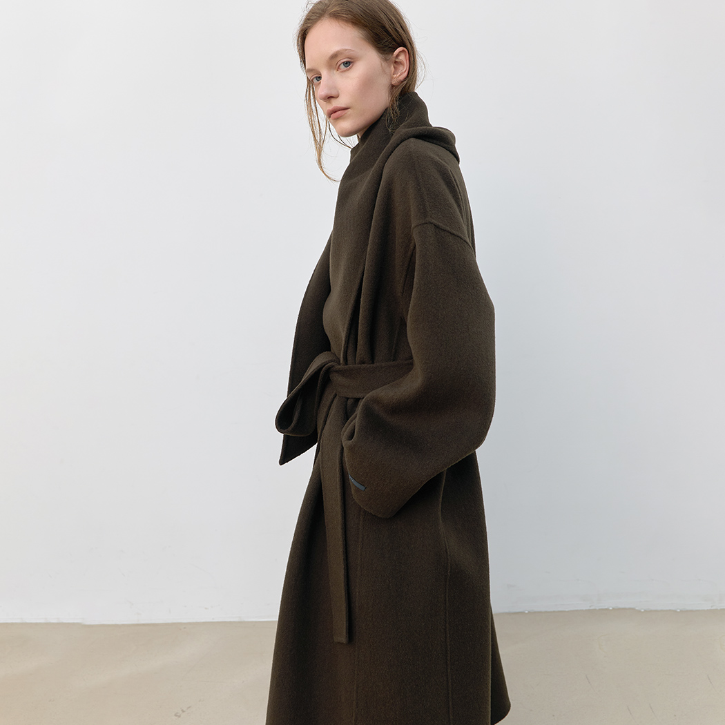 （Z-CT-1459）DRAPE SCARF WOOL HANDMADE COAT S
