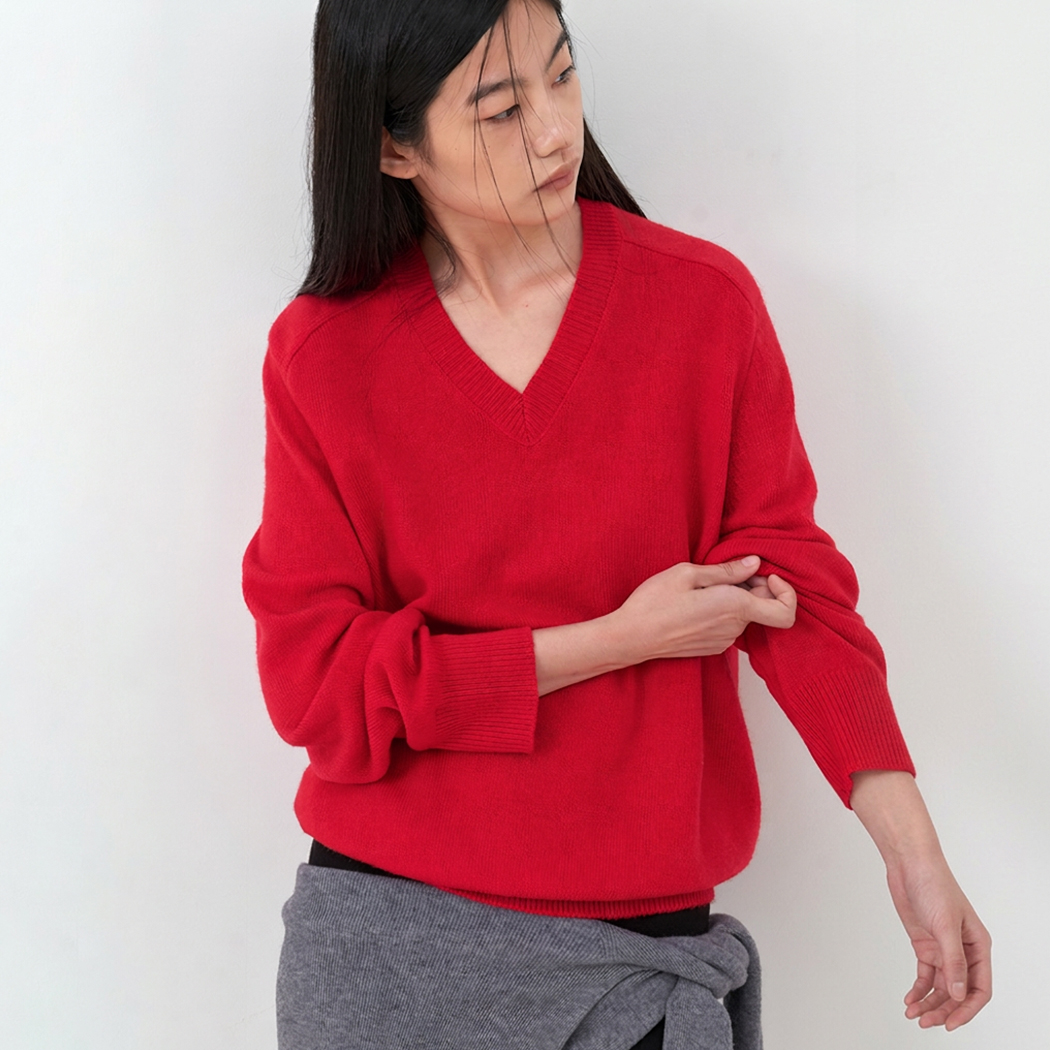 （ZT-7151）ESSENTIAL V-NECK OVERFIT KNIT