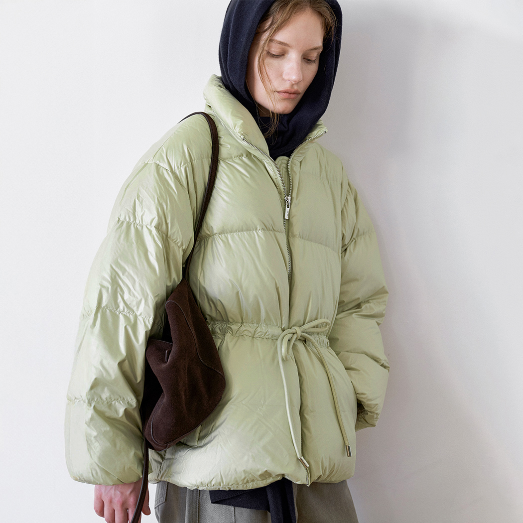 (JP-608)HIGH NECK GLOSSY DOWN JUMPER