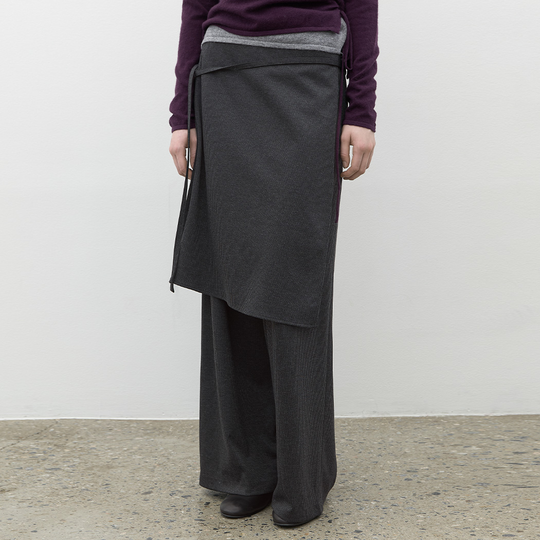 (PT-5836)WARM TEXTURED STRIPE SKIRT PANTS