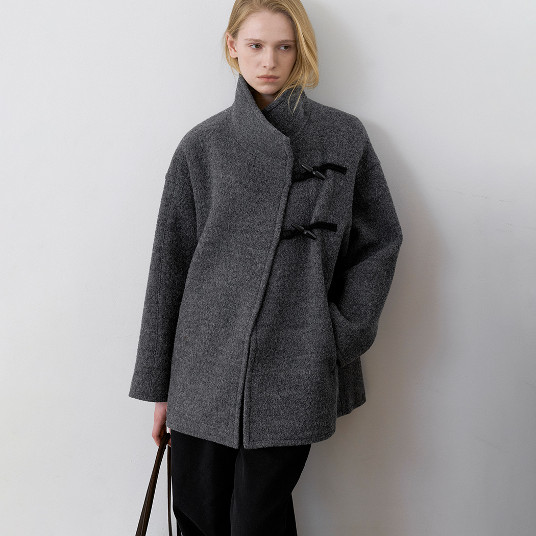 （CT-1495）HAIRY WOOL OVERSIZED TOGGLE HALF COAT