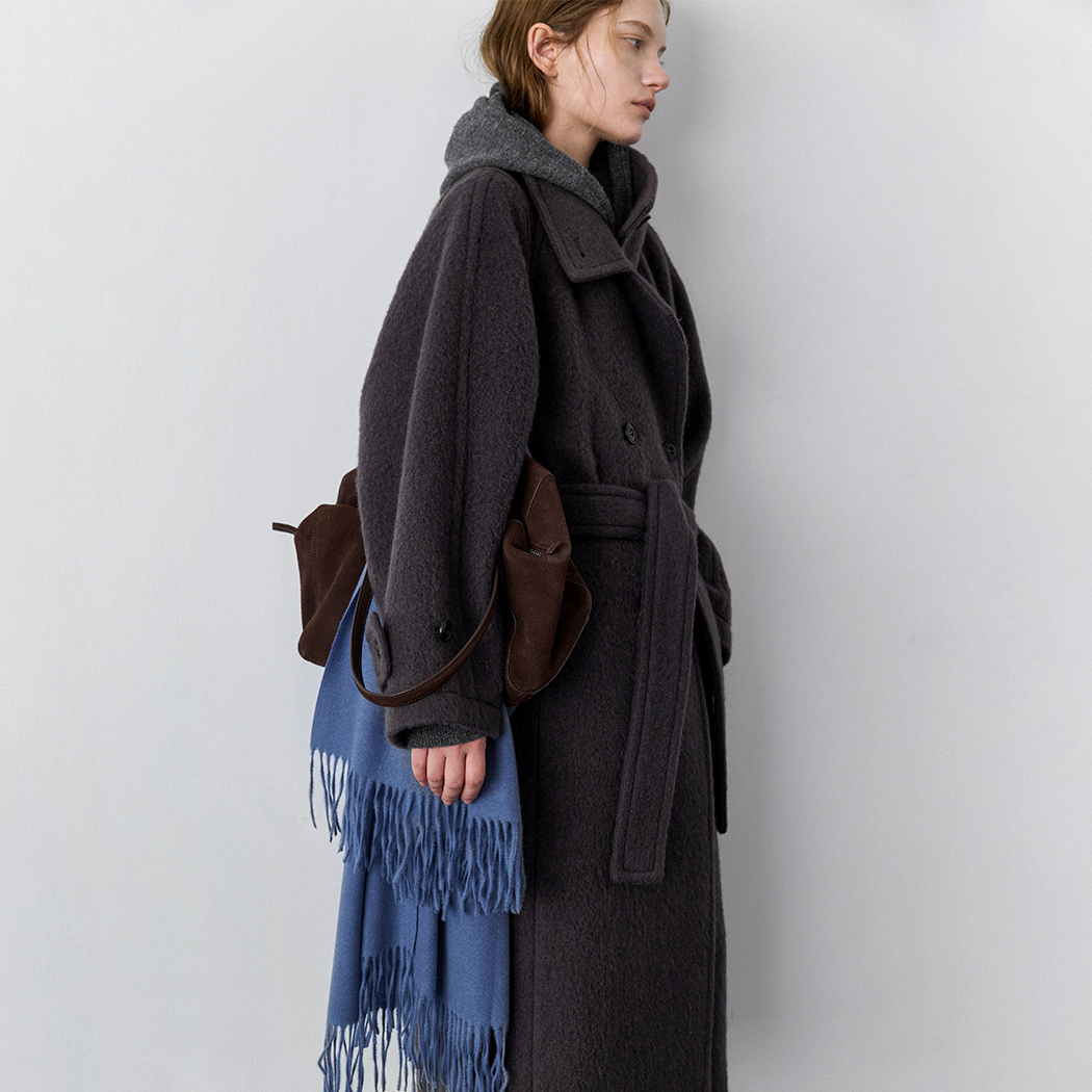 (CT-1496)HIGH NECK LONG WOOL PEACOAT S