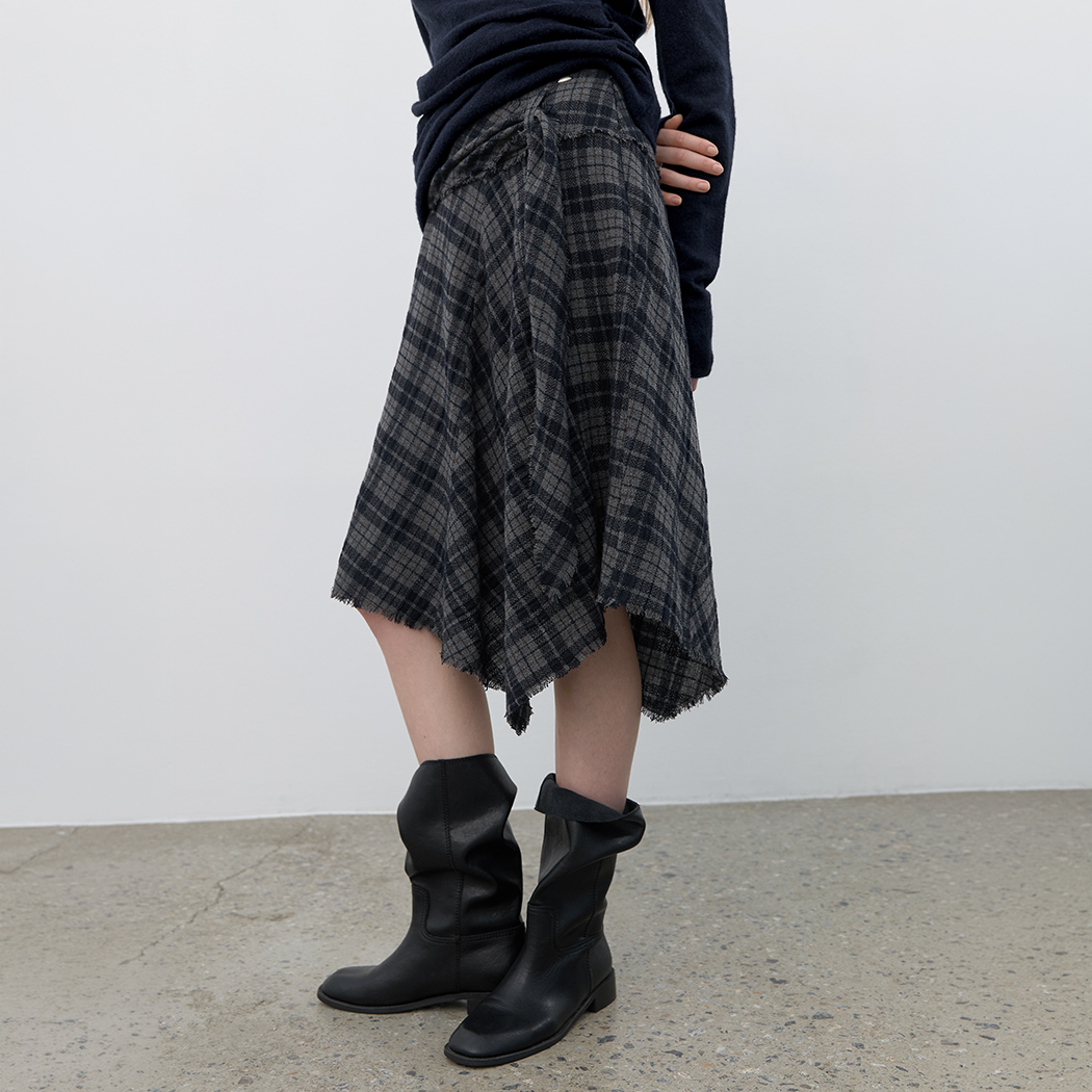 （SK-5141）CHECK UNBALANCE FLARE SKIRT