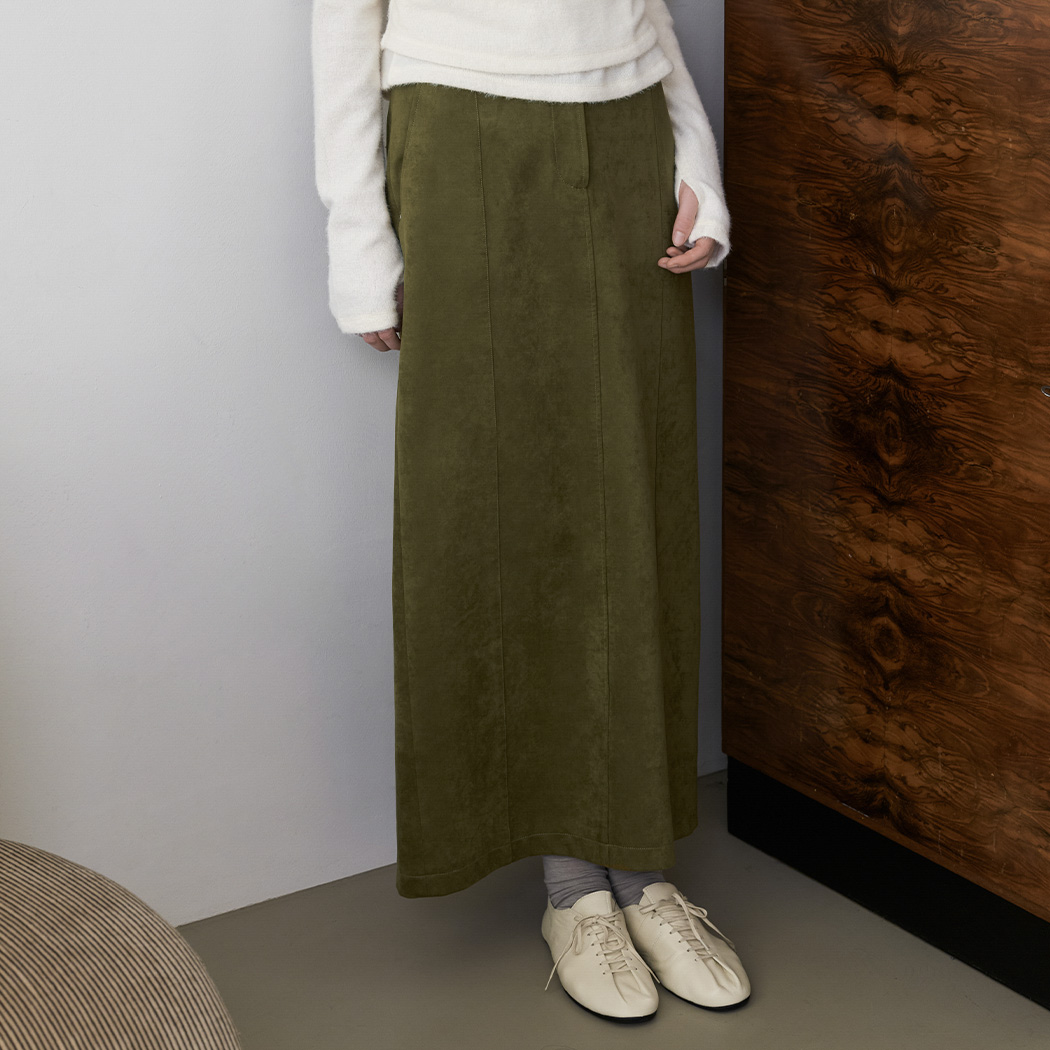 （SK-5138）SUEDE STRAIGHT FIT MAXI SKIRT