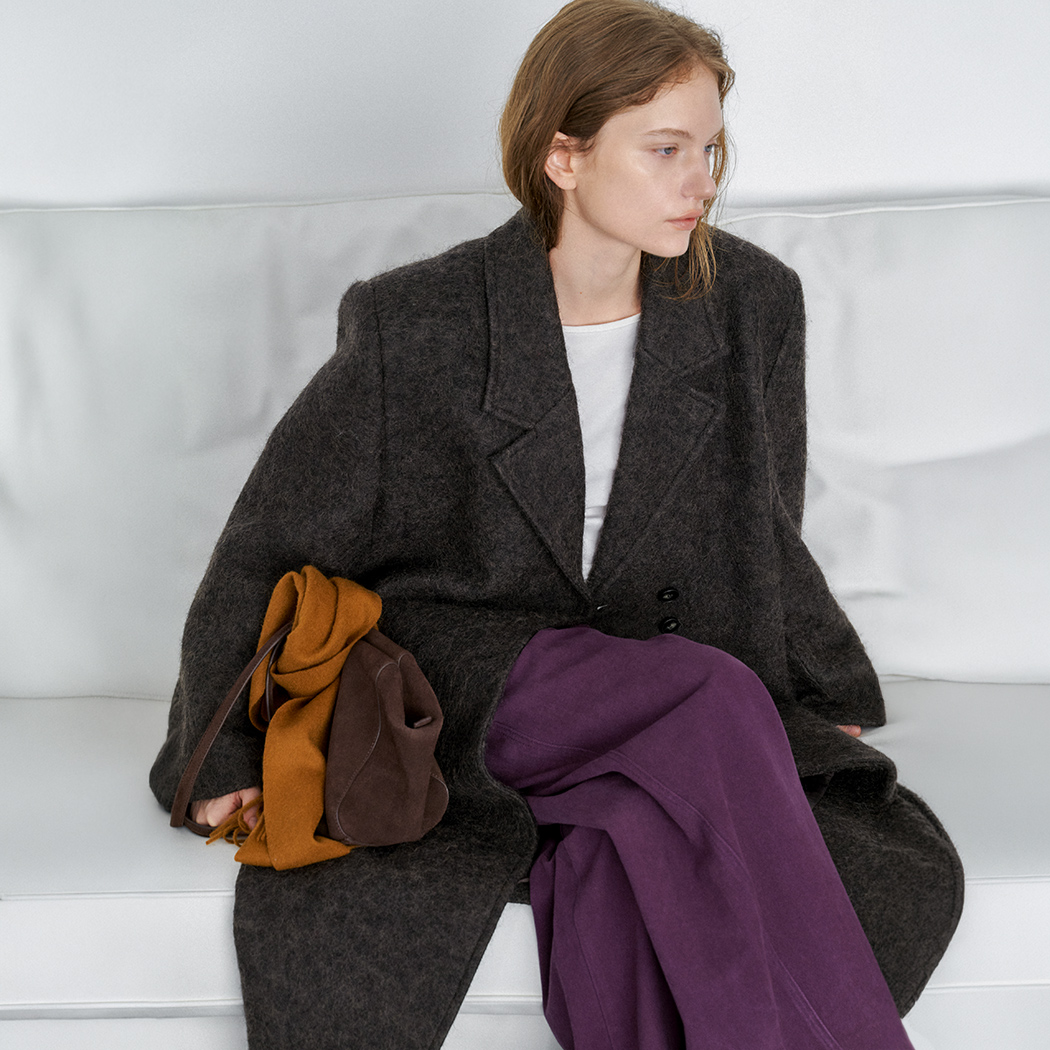 （CT-1497）OVERSIZED SEMI DOUBLE BREASTED COAT