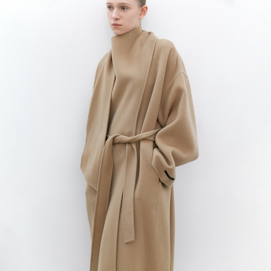 (Z-CT-1459)DRAPE SCARF WOOL HANDMADE COAT S