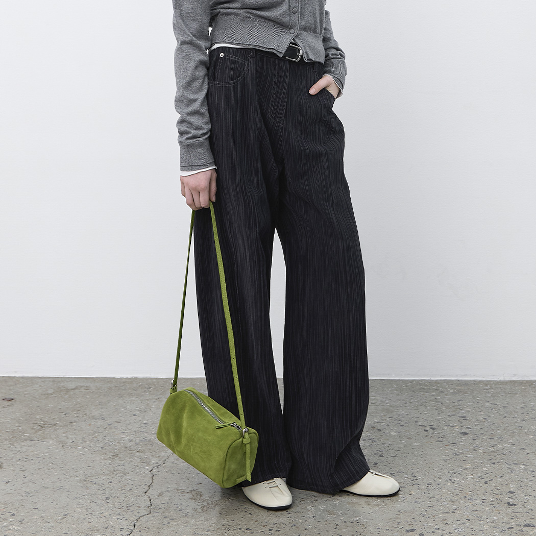 （PT-5843）WIDE STRIPE BELTED PANTS S