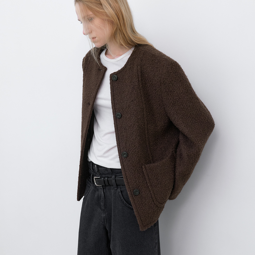 （JK-3080）BOUCLE ROUND NECK JACKET