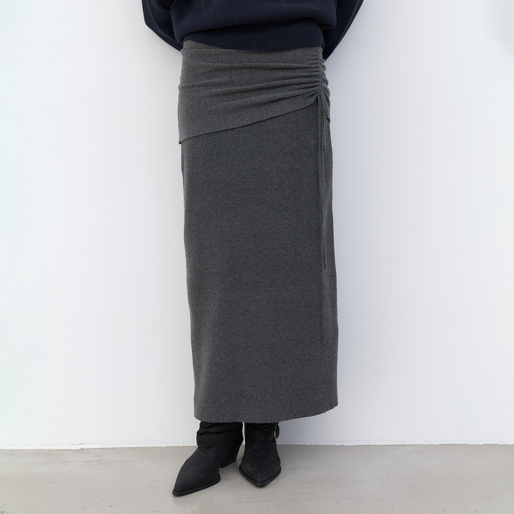 （SK-5144）SIDE SHIRRING DOUBLE KNIT SKIRT