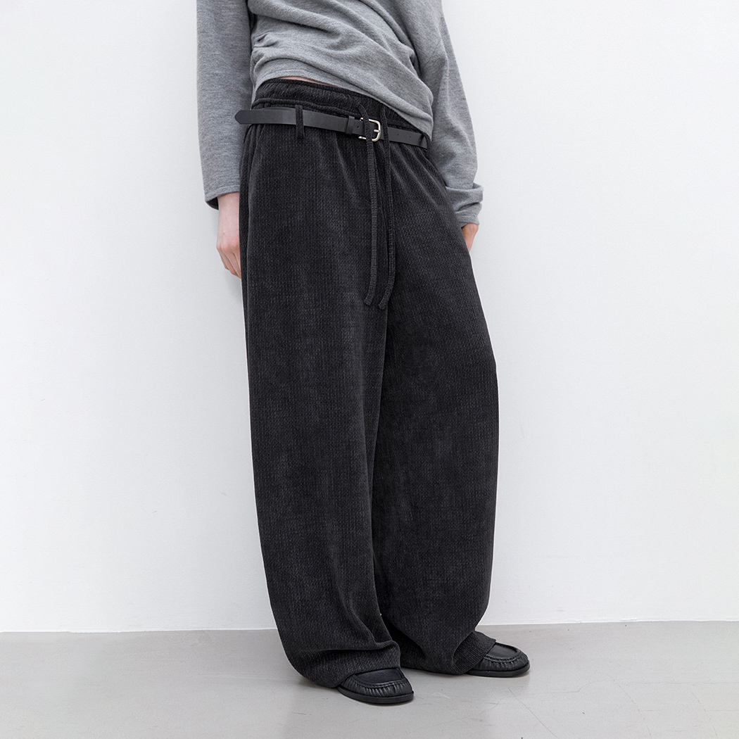 （PT-5844）COUDUROY BANDING WIDE PANTS