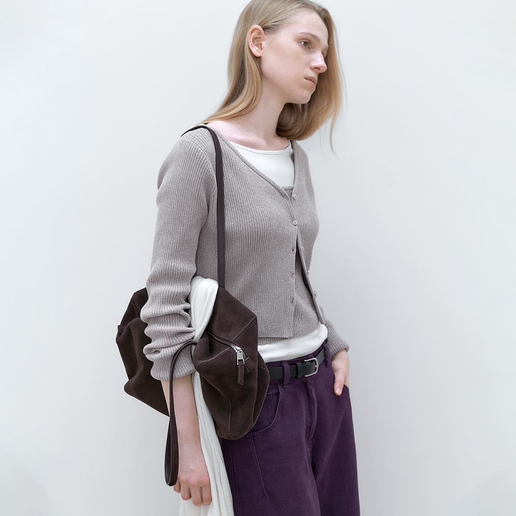 (CD-2301)AN VELVET RIBBED CARDIGAN&CAMISOLE SET-UP