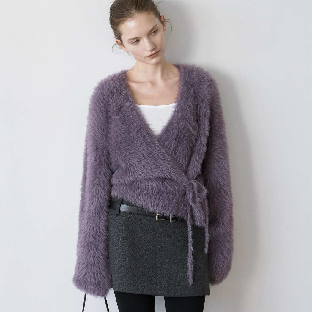 （CD-2297）LONG HAIRY WRAP TIE CARDIGAN