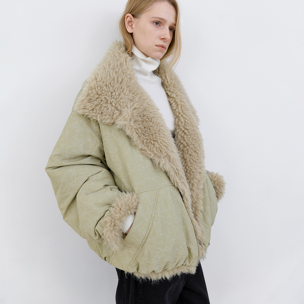(JP-626)REVERSIBLE FUR TRIM BLOUSON JUMPER